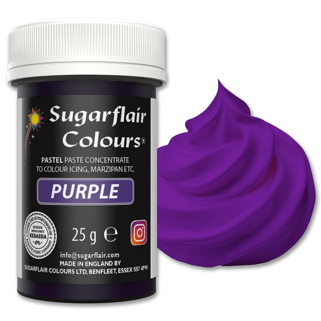 Colorant alimentar Sugarflair pentru paste, culoare violet pastel, colorant alimentar pentru paste, fondant și marțipan, culori concentrate Spectral - 25 g
