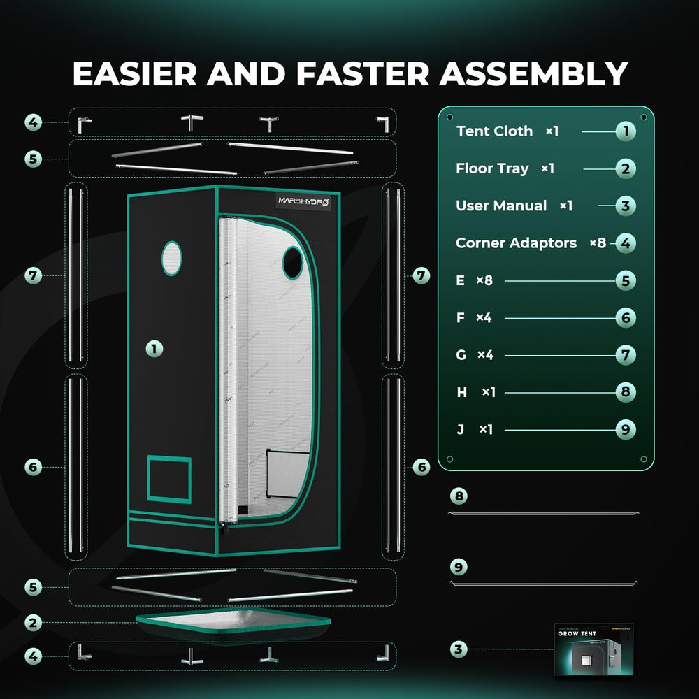 Tenda da coltivazione MARS HYDRO 60x60x140 cm, Tenda da coltivazione per interni, Tende da coltivazione in Mylar riflettente per coltura idroponica, Vassoio inferiore rimovibile per spazio di coltivazione delle piante
