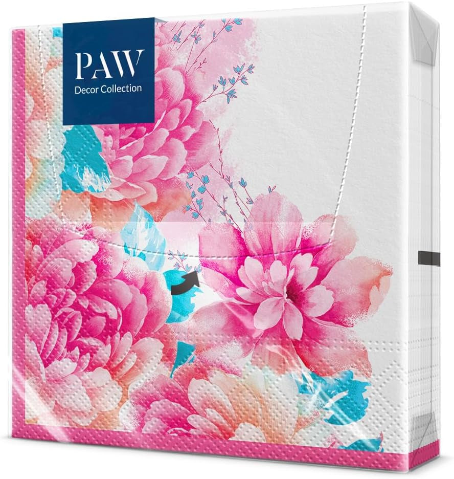 PAW - Șervețele 3 straturi (33 X 33 Cm) I 20 bucăți I Perfect pentru zile de naștere, petreceri, nunți, comuniuni și sărbători I Decorațiuni de masă Șervețele de hârtie colorate - ierburi I aromă de ierburi