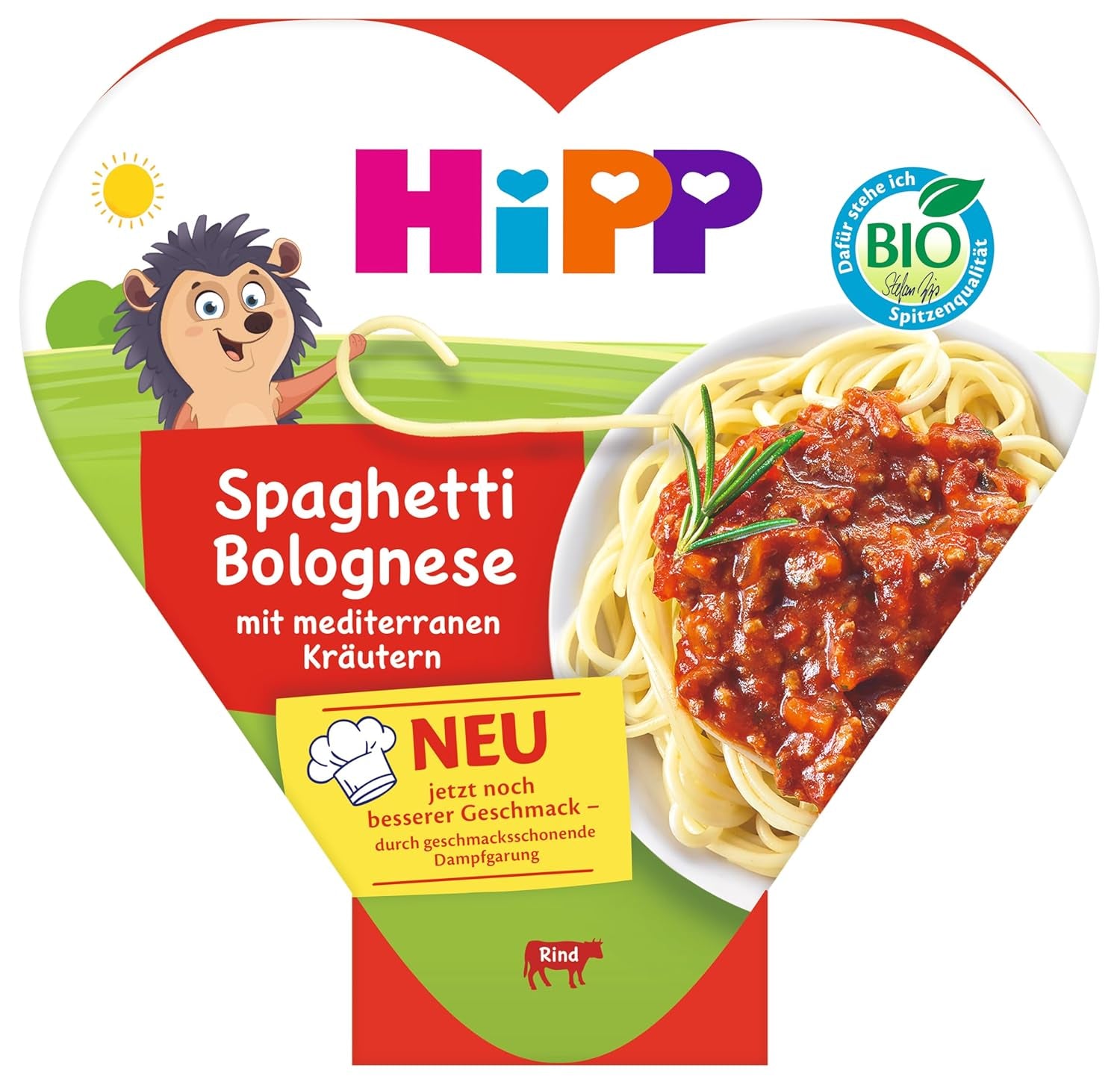 Spaghetti alla bolognese biologici HiPP con erbe mediterranee (6 x 250 g), adatti a bambini a partire da 1 anno, leggermente cotti al vapore, conditi per bambini, qualità biologica
