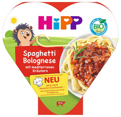 Spaghetti alla bolognese biologici HiPP con erbe mediterranee (6 x 250 g), adatti a bambini a partire da 1 anno, leggermente cotti al vapore, conditi per bambini, qualità biologica