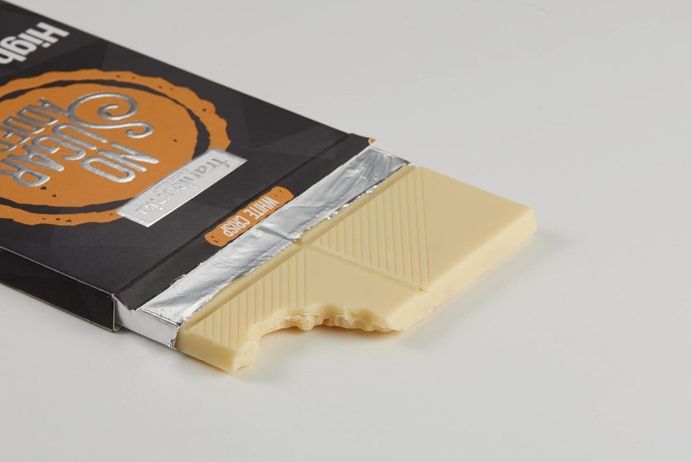 frankonia CHOCOLAT POWER MOTION senza zuccheri aggiunti - Cioccolato bianco croccante ad alto contenuto proteico e a basso contenuto di carboidrati, 90 g