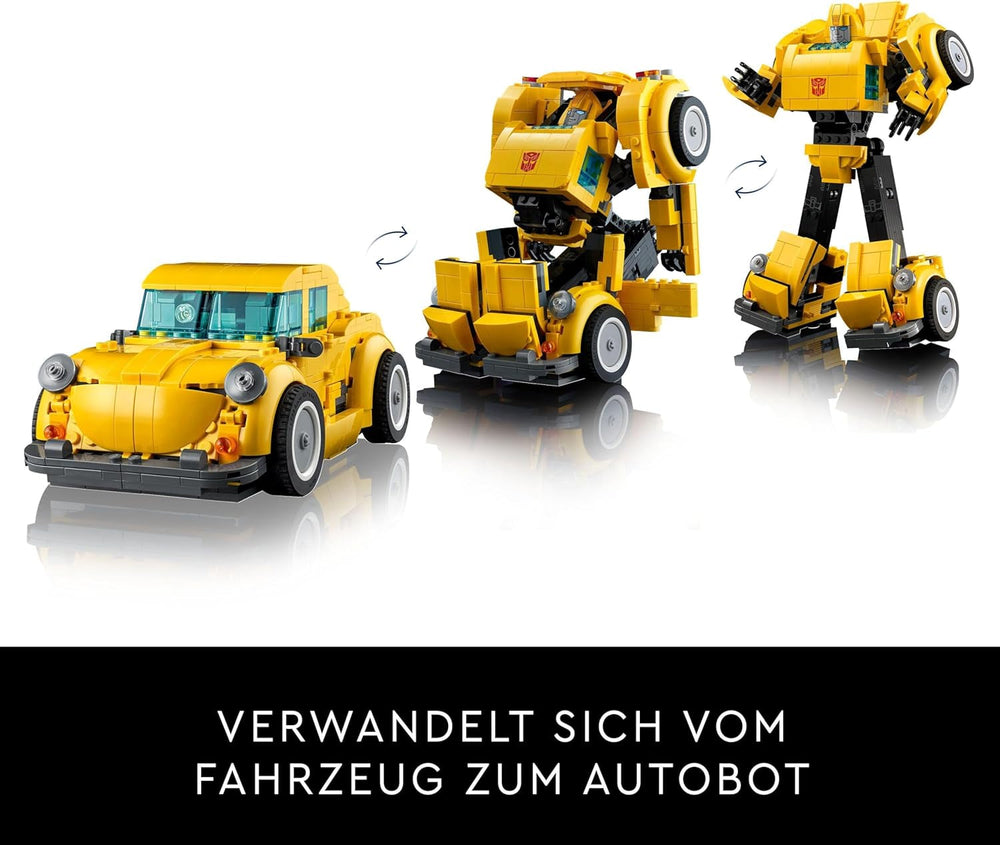LEGO Icons Transformers Bumblebee, action figure robot da collezione per adulti, set da costruzione cinematografico per fan di fantascienza, trasformabile in un'auto, giocattolo avventuroso 10338 Set da costruzione Besuche den LEGO-Store