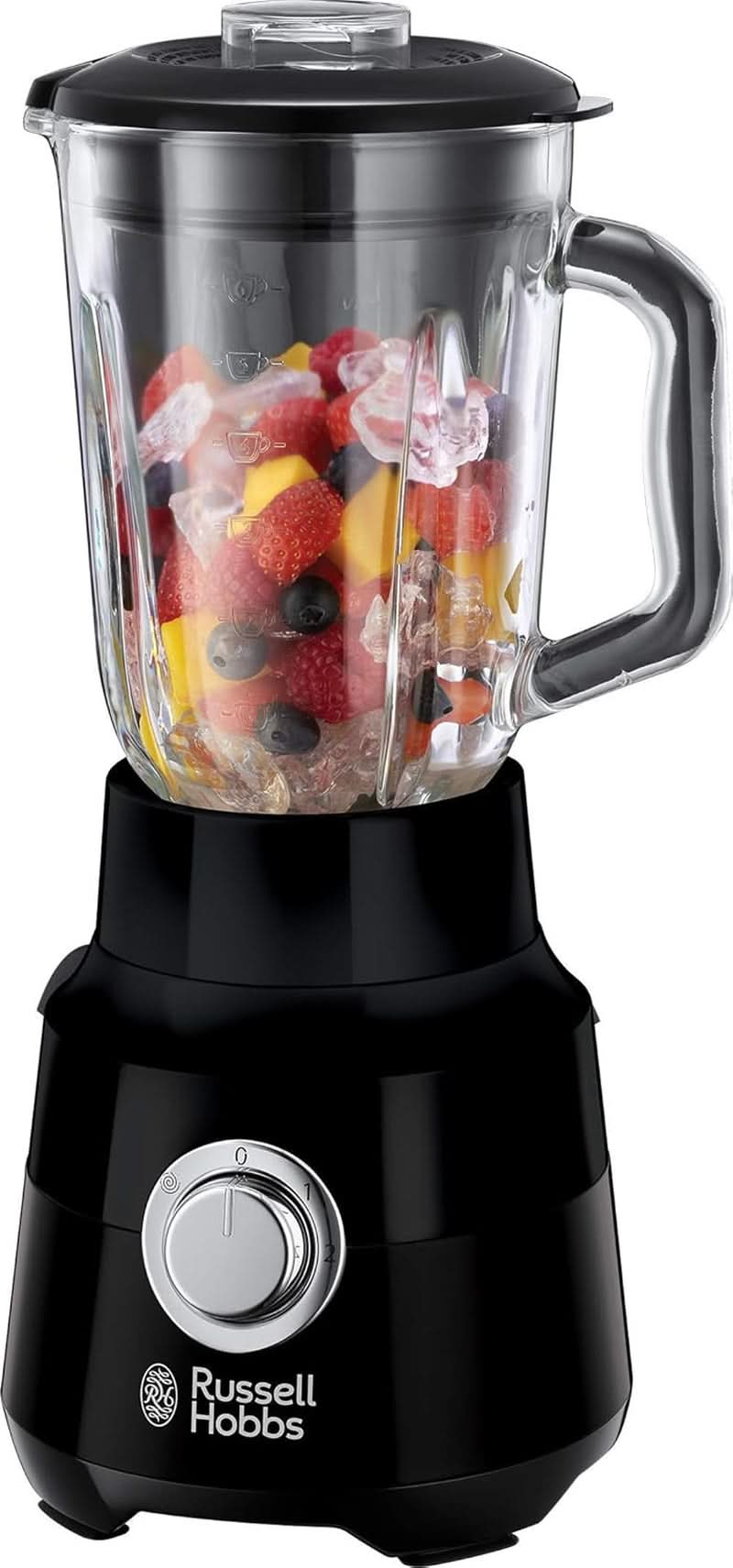 Russell Hobbs Robot da cucina [1.5L Glasbehälter] Matt Schwarz (Starker 0.9PS Motor, Impuls-/Ice-Crush-Funktion, Edelstahlmesser, Bpa-Frei Mixer, Elektrischer Zerkleinerer, Smoothie-Maker) 24722-56 Kitchen Naty Shop Robot da cucina, singolo