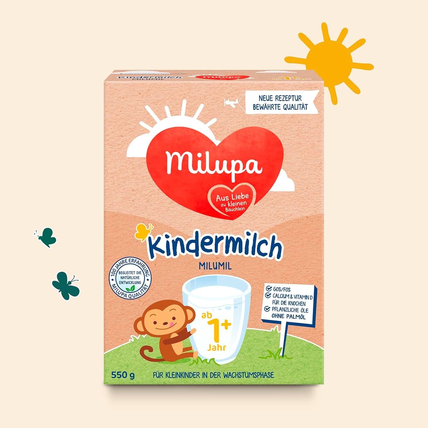 Milupa Latte per bambini Milumil 1 plus - da 1 anno - per bambini piccoli in fase di crescita - accompagna lo sviluppo naturale - 5 x 550 g polvere Mamma e Bambino Naty Shop