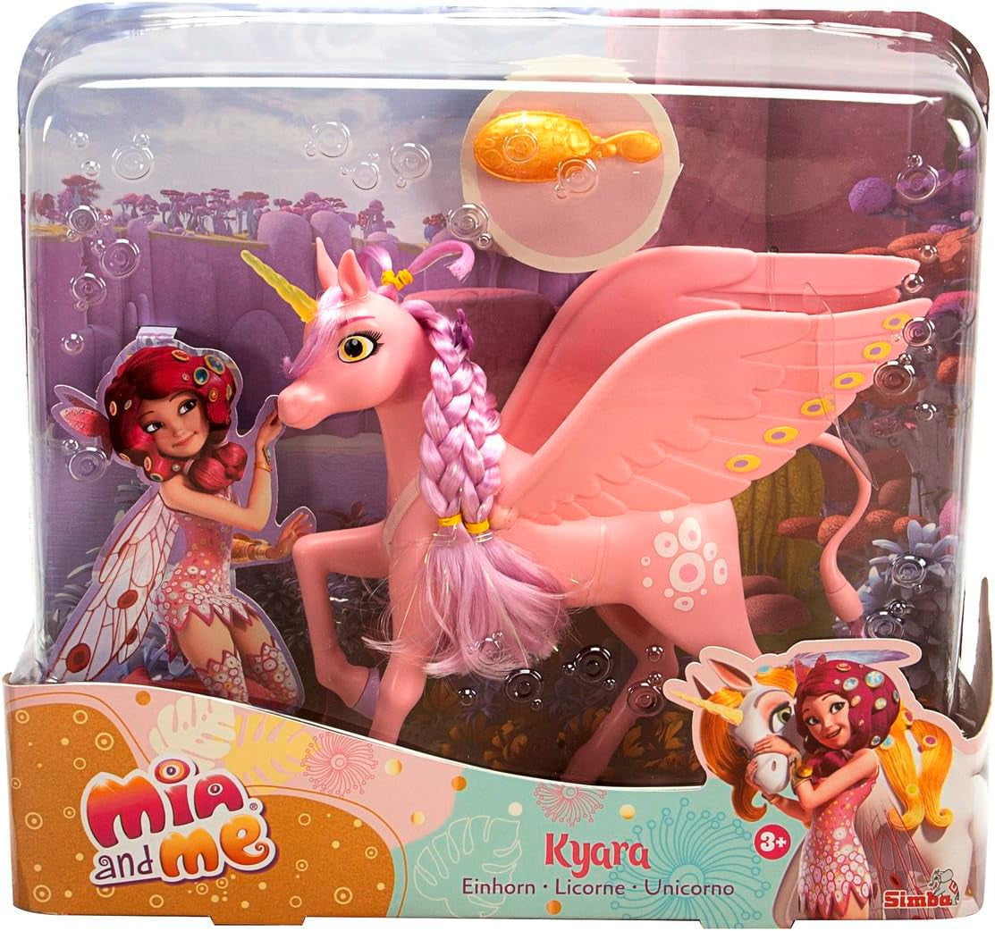 Simba 109480092 - Mia and Me Unicorn Kyara con ali mobili, fermagli per capelli e spazzola per acconciare, 20 cm, da 3 anni in su, rosa Naty Shop Bambole singole