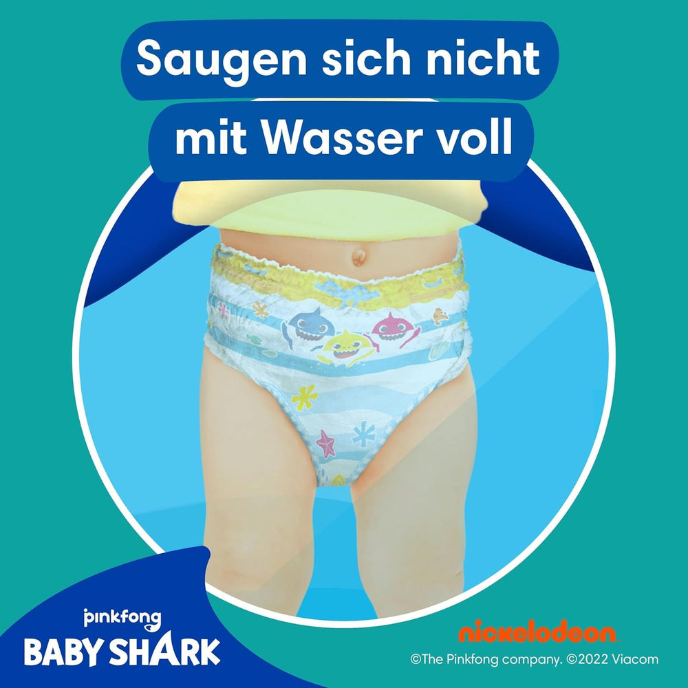 Pampers Taglia 5-6 Splashers Baby Shark Confezione da 10 pannolini da bagno usa e getta in edizione limitata per una protezione sicura dell'acqua