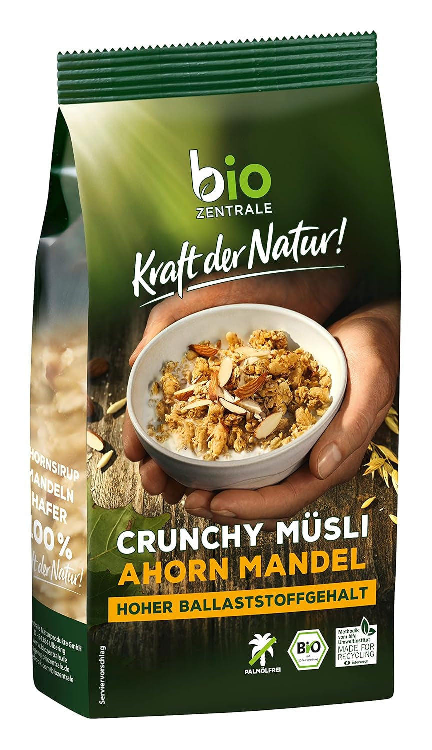Muesli croccante ai frutti di bosco Biozentrale | 375 g di muesli biologico | Ideale per la colazione e per la tua tazza di muesli da asporto | Un'alternativa alle barrette di muesli