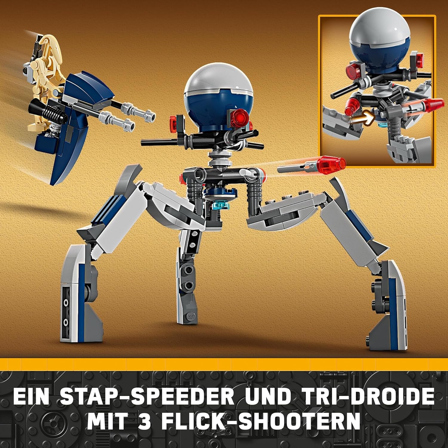 LEGO Star Wars 75372 Battle Pack Clone Trooper e Droide da battaglia, incl. 4 minifigure, 5 droidi e motocicletta speeder con shooter - Giocattolo di costruzione per ragazzi e ragazze dai 7 anni in su Set di costruzione Besuche den LEGO-Store