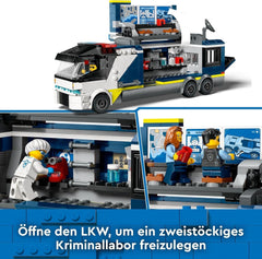 LEGO City Camion della Polizia con laboratorio, set della Polizia Quad e camion giocattolo per bambini, regalo per ragazzi e ragazze dai 7 anni in su, più 5 minifigure: 2 poliziotti, 1 scienziato e 2 ladri 60418 Set da costruzione Beuche den LEGO-Store