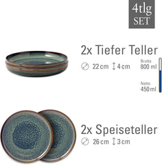 Set de veselă Crafted Breeze de la Villeroy & Boch, 4 piese, pentru 2 persoane, verde