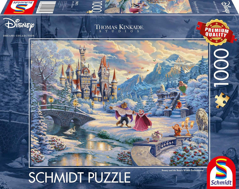 Schmidt Spiele- Thomas Kinkade Disney La Bella e la Bestia Magica Serata d'Inverno Puzzle da 1000 Pezzi Naty Shop Singolo, 59671