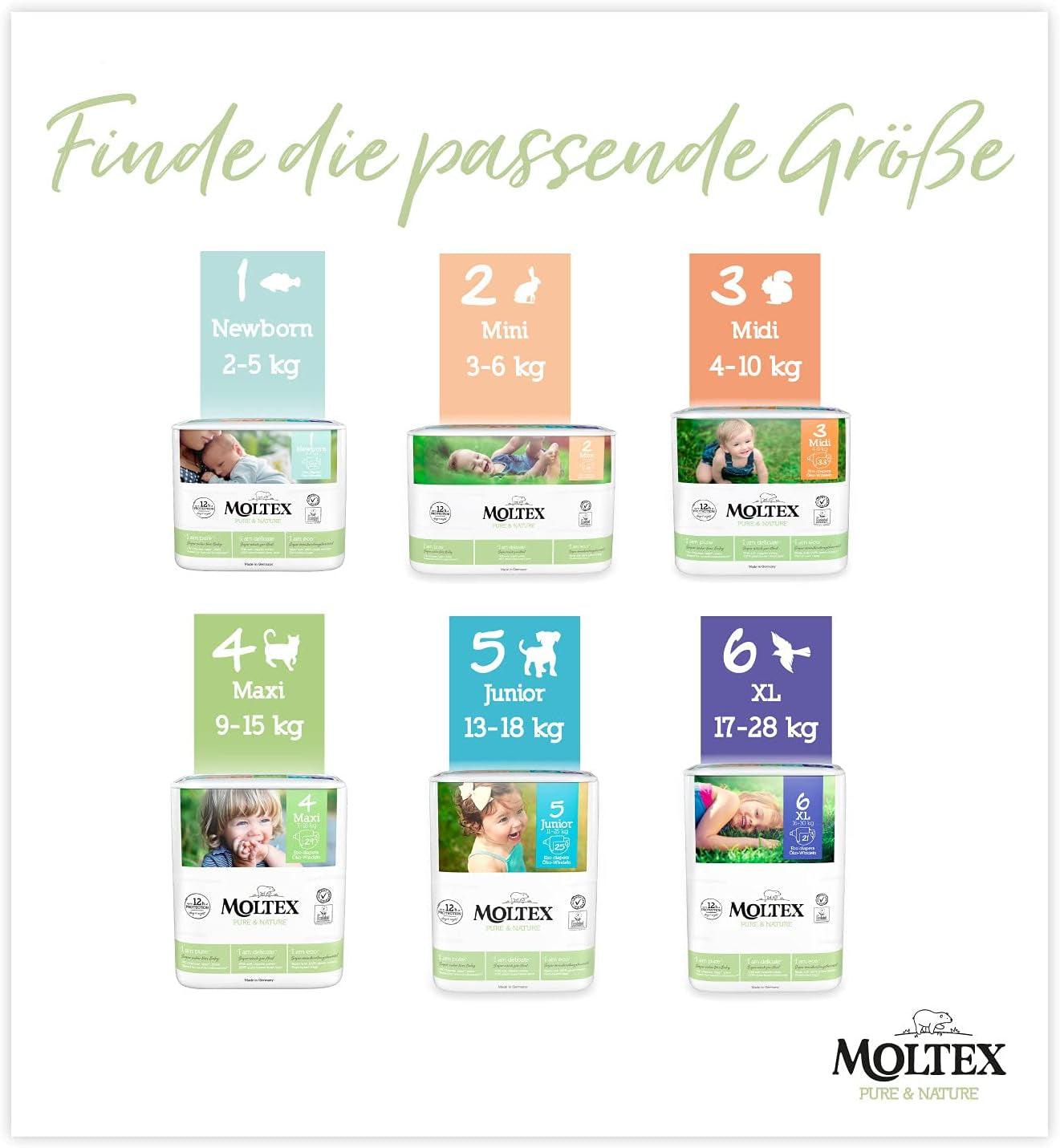 Pannolini biologici Pure & Nature Taglia 6 XL (17-28 kg) Confezione mensile da 84 pannolini biologici