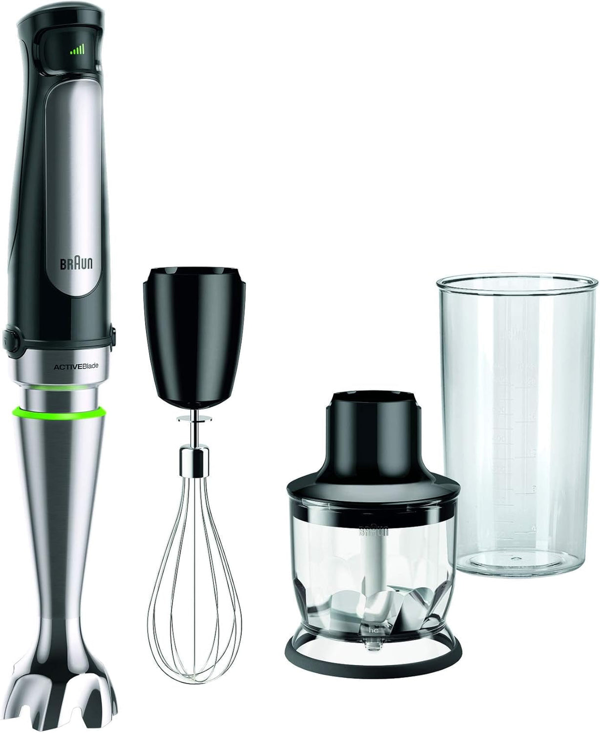 Braun Household Hogar Multiquick 7 Mixer, Spritzschutz, Spülmaschinenfest, Bpa-Frei, 600 Ml, Zerkleinerer 500 Ml, Eisklinge, MQ 7035XBI, 1000 W, Schwarz, MQ7035XBI Kitchen Naty Shop Modell 2019 7025 | 3 Accessori