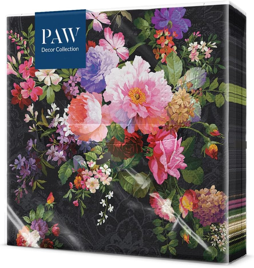 PAW - Șervețele 3 straturi (33 X 33 Cm) I 20 bucăți I Perfect pentru zile de naștere, petreceri, nunți, comuniuni și sărbători I Decor de masă Șervețele de hârtie elegante - Eucalipt auriu I Eucalipt auriu