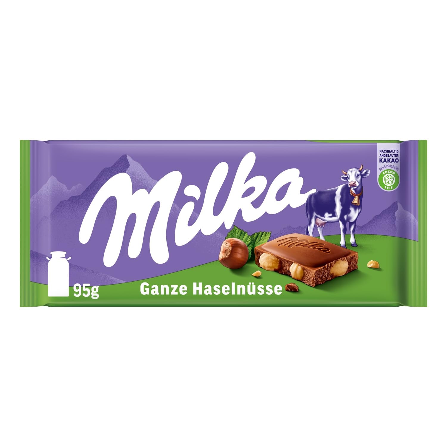 Milka Alpine Cioccolato al latte con nocciole intere - Cioccolato con noci croccanti - 17 x 95g