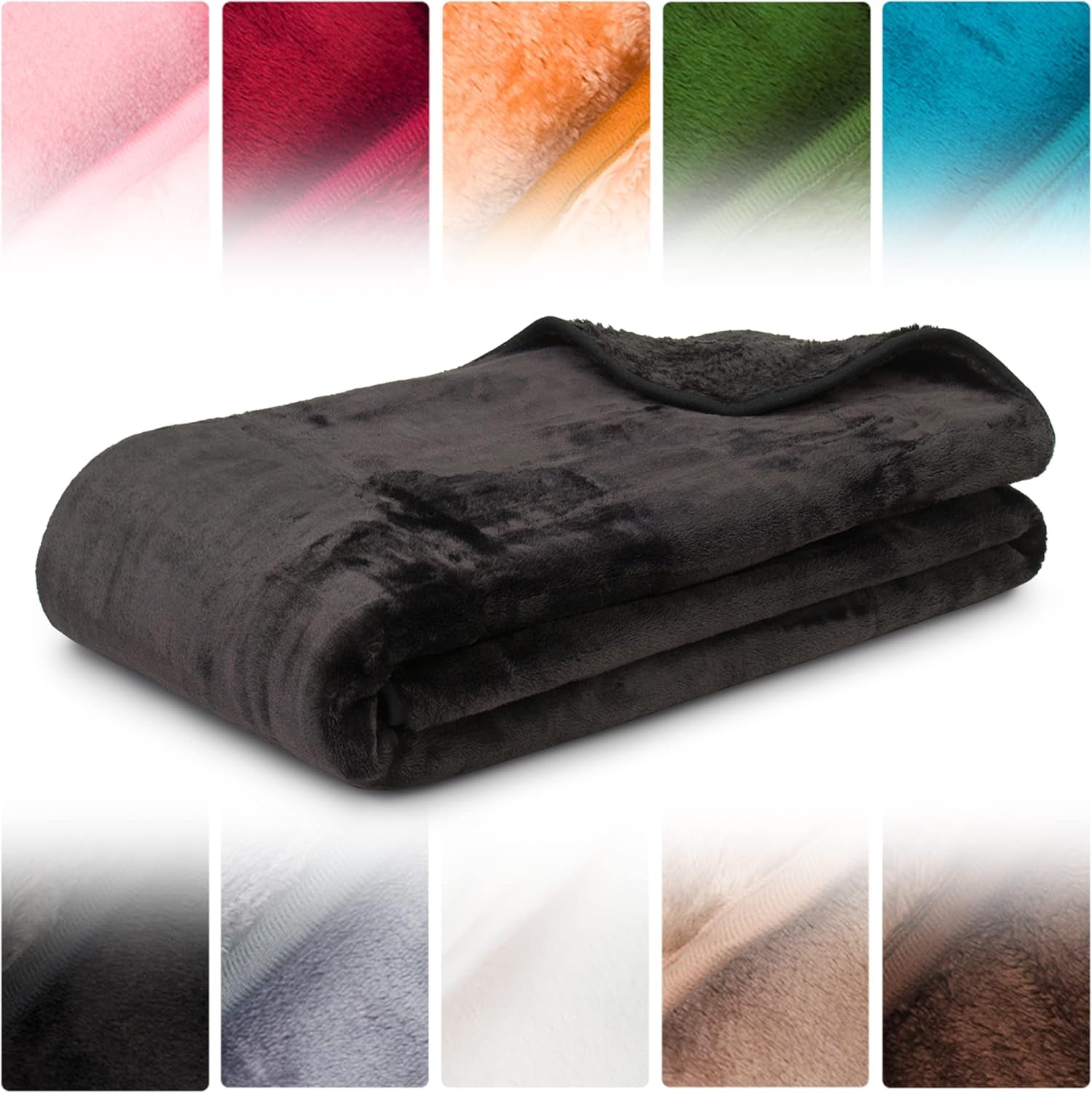 Amago - Comoda coperta, effetto cashmere, 180 X 220 cm - Nero Letti e coperte Besuche den Gözze-Store