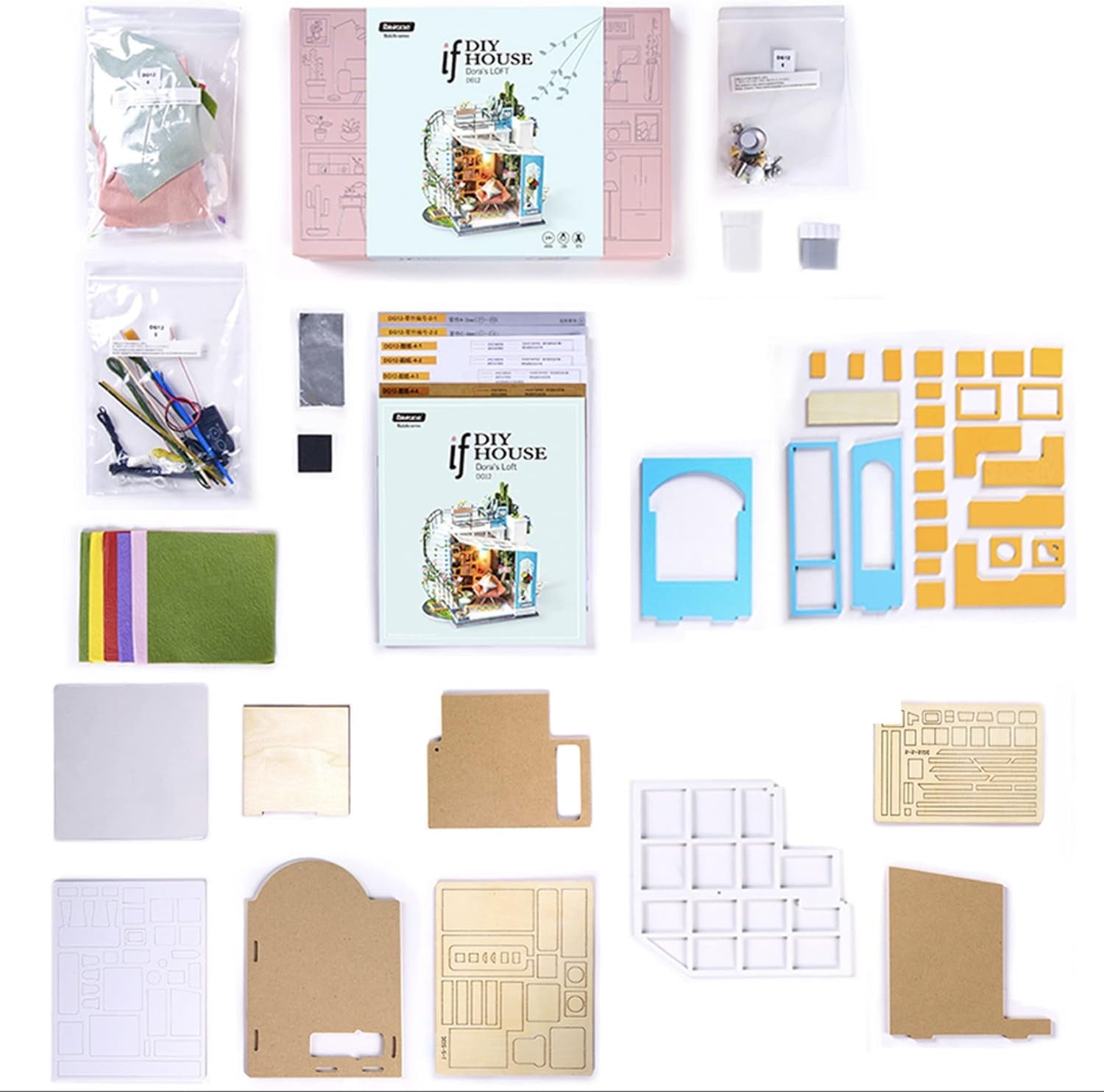 Robotime DG12 Rolife Dora'S Loft Casă de păpuși în miniatură din lemn, metal, țesătură și carton, dimensiuni: 23 X 16 X 26 cm, 248 de piese Casute de papusi Naty Shop