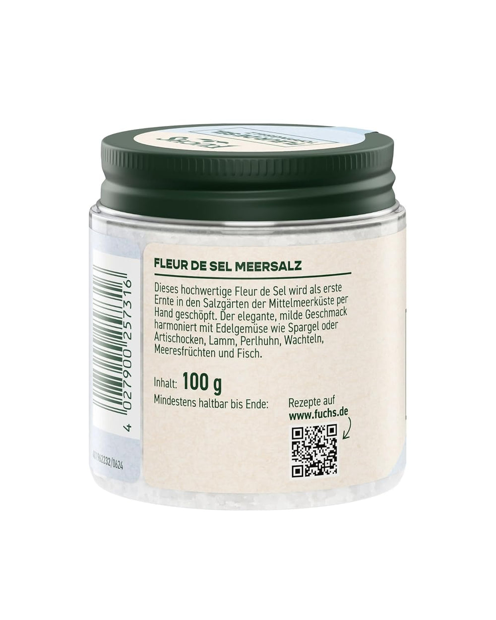 Fuchs Gewürze - Fleur de Sel | Sale Nobile da Condimento per Asparagi, Frutti di Mare e Pesce | Meersalz in qualità Premium 100 g im wiederverschließbaren Gewürzglas