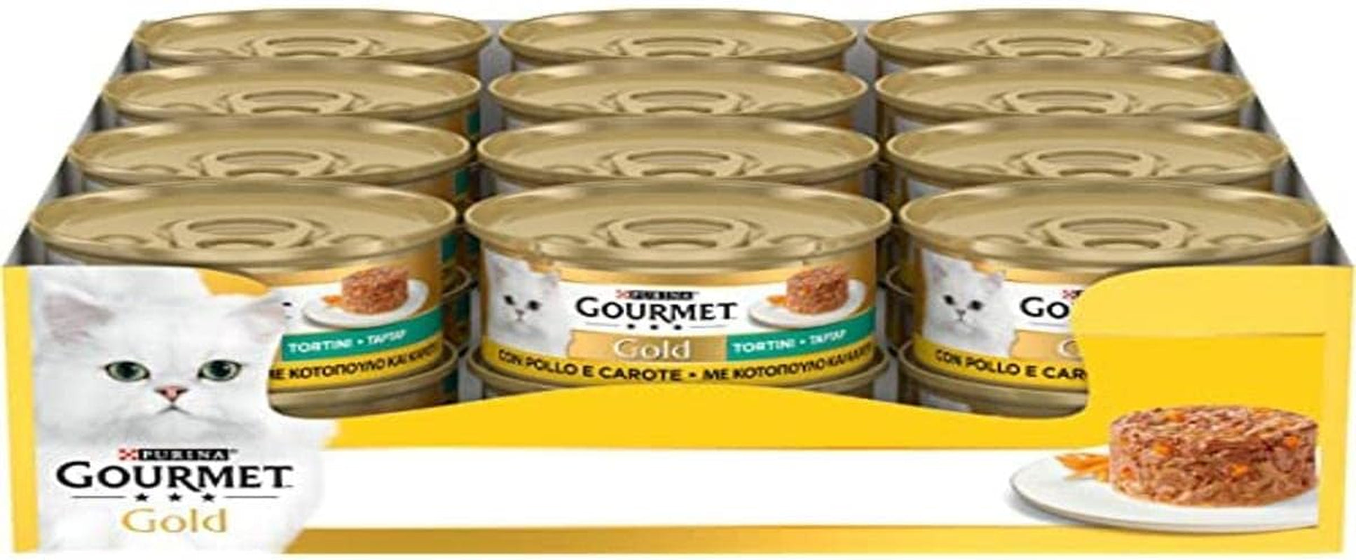 Chiftele umede de legume Purina Gold cu pui și morcovi, 24 de conserve a câte 85 g fiecare