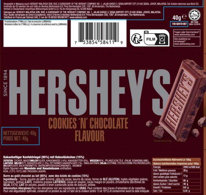 Cookies 'n' Chocolate, confezione da 24 (24 x 40 g) - Cioccolato al latte che si scioglie in bocca con pezzi di biscotto croccanti