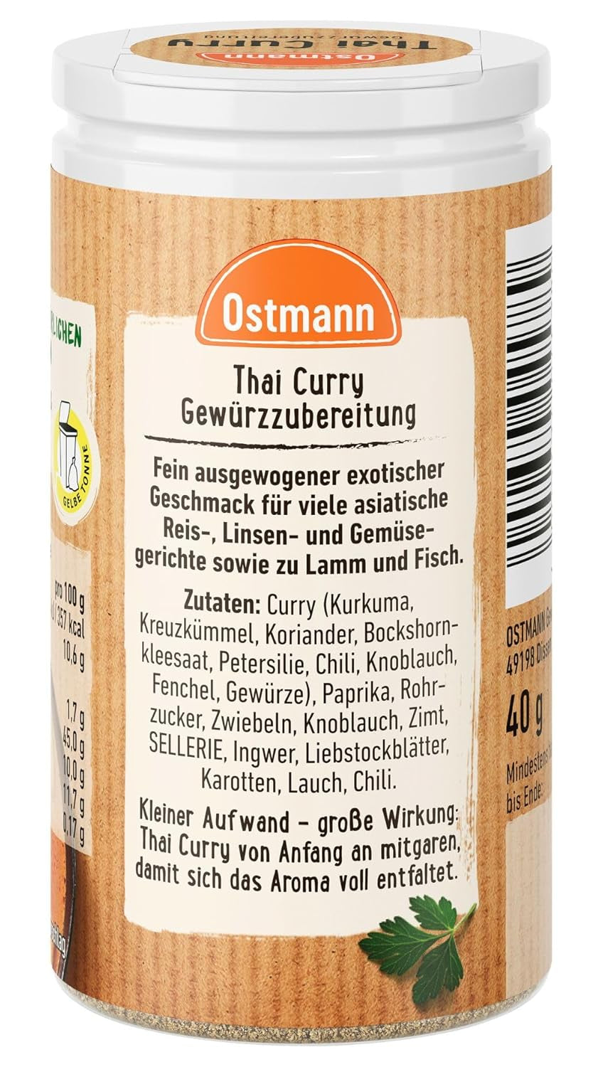 Ostmann Gewürze - Curry tailandese Gewürzzubereitung | Nachfüllbare & Recyclable Verpackung | 40 g in Der Streudose