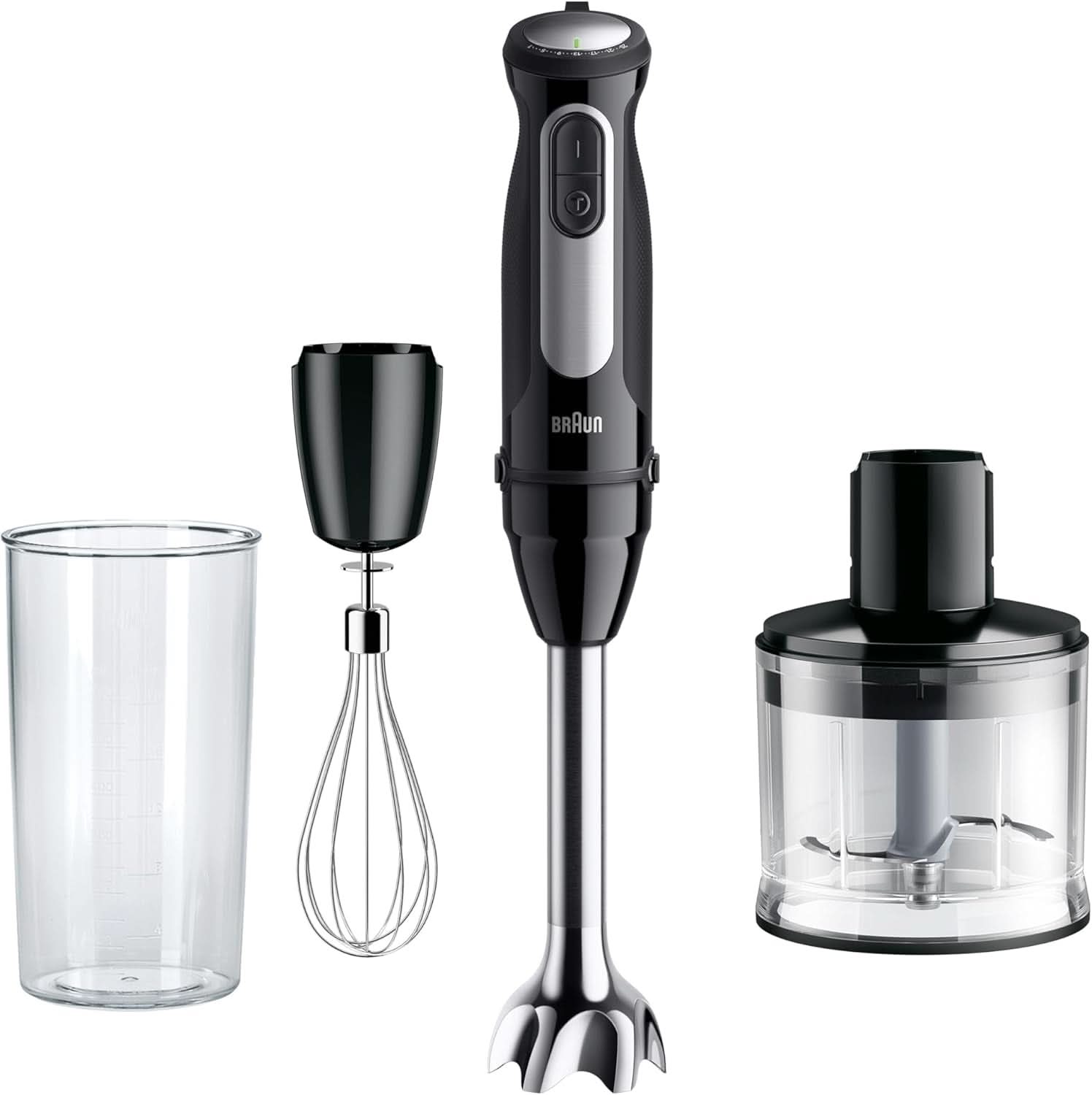 Braun Stabmixer MQ 5200WH - Multiquick 5 Vario Purierstab Mit Edelstahl Mixfuß, 1000 Watt, Inkl. 600 ml Mix- & Messbecher, Bianco/Grau Kitchen Naty Shop Versione 2024 – Zerkleinerer