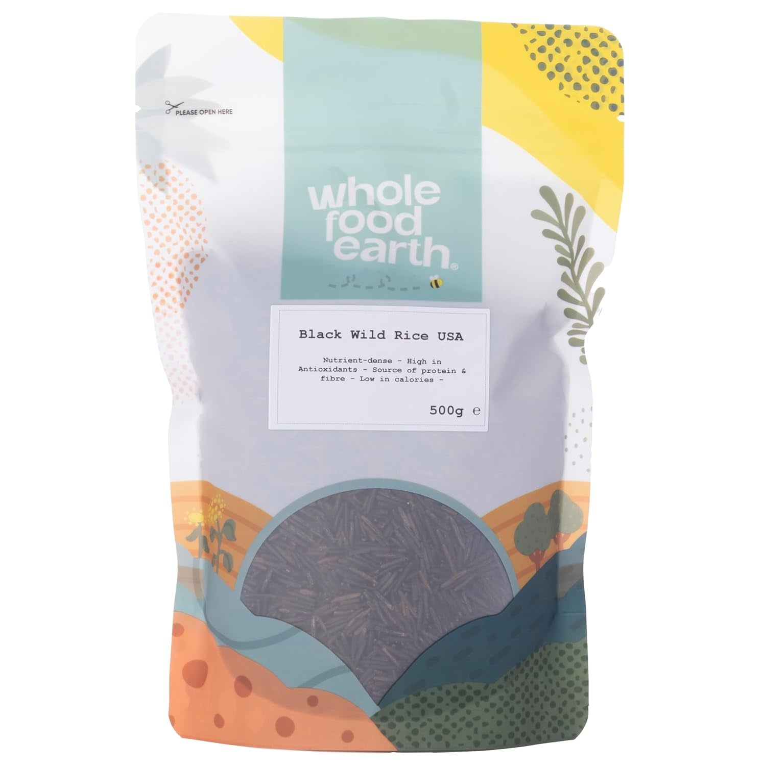 Wholefood Earth USA Riso selvatico nero - Non OGM - Naturale - Vegano - Senza latticini - Senza zuccheri aggiunti, 500g