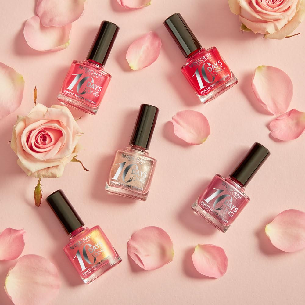 Smalto per unghie n. 39 Rosso Geranio, con effetto 10 giorni, dura fino a 10 giorni senza ritocchi né lampada UV, per unghie curate e lucenti.