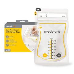 Medela Easy Pour Muttermilchbeutel Zum Einfachen Ausgießen, 100 Stück, 210 Ml, Auslaufsichere Einweg-Muttermilchbeutel Mit Überlaufschutz, Stillhelfer Accessori Alimentazione e Allattamento Bebe Naty Shop 100