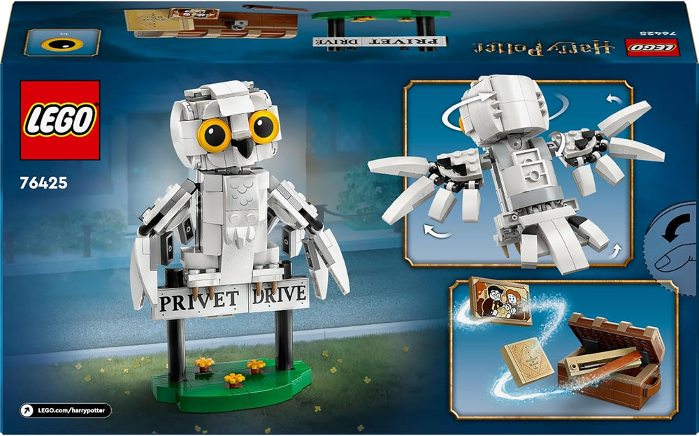 LEGO Harry Potter Edvige in Privet Drive 4 Set gufo giocattolo per bambini, personaggio di animale costruibile con valigia di Hogwarts, piccolo regalo per ragazzi, ragazze e tutti i fan dai 7 anni 76425 Set da costruzione Besuche den LEGO-Store