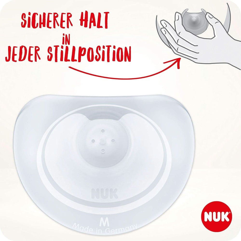 NUK Stillhütchen | Brusthütchen Zum Stillen | Schützt Vor Wunden Brustwarzen | Dünnes Silikon | Taglia M (20Mm) | Compreso Schutzdose | 2 Stück Alimenti per bambini e Accessori per l'allattamento al seno Naty Shop