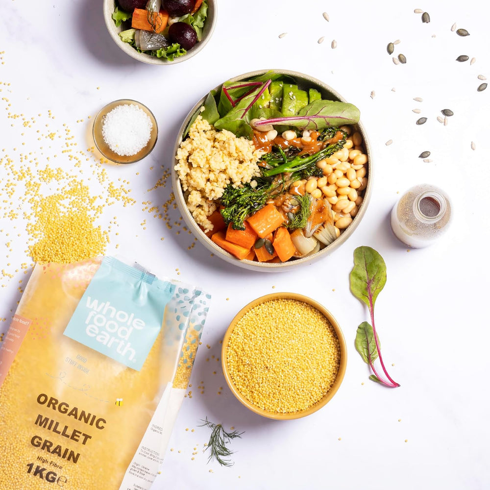 Miglio biologico Integrale Terra 2 kg | Non OGM | Vegano | Ricco di fibre | Certificato biologico