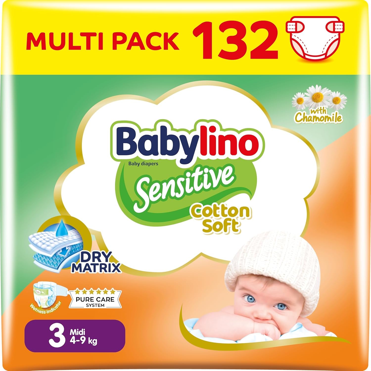 Pannolini per bambini sensibili, taglia 6, extra large (13-18 kg), 114 pannolini