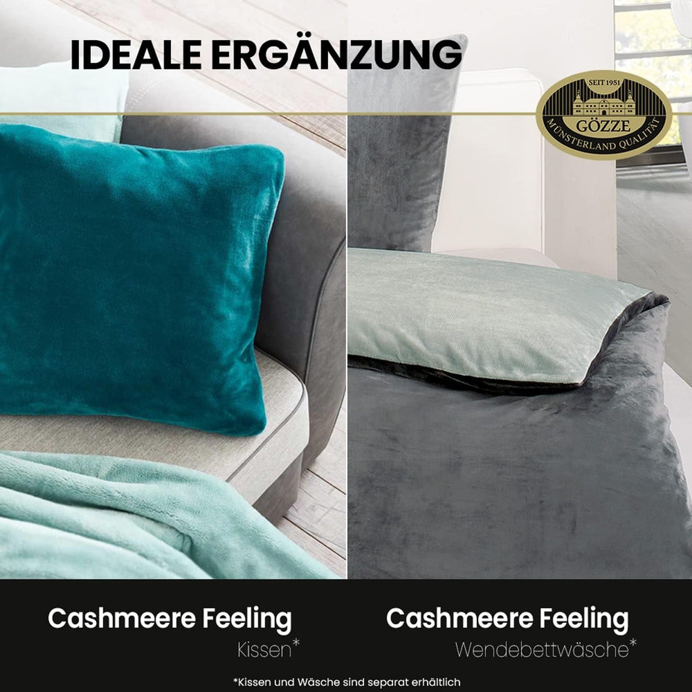 Gözze - Comoda coperta Premium Cashmere-Feeling, 500 G/M², 180 X 220 cm - senape Letti e coperte Besuche den Gözze-Store