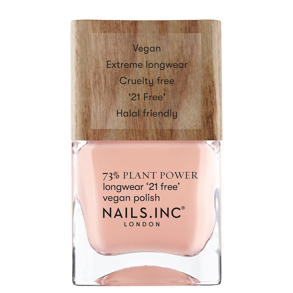 Nails Inc - Smalto per unghie vegano GLOWING SOMEWHERE Plant Power - 73% a base vegetale, 100% vegano e cruelty free - Manicure perfetta, Perla scintillante - Per nail art ecologiche