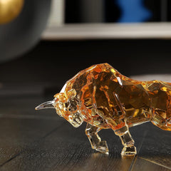 FengShui Wall Street Bull Statue Acrylic Bull Figurine Sculptura Home Office Desk Decorative Ornament 21.6 cm L (Amber) Statuete si sculpturi Naty Shop