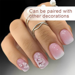 24 bucăți unghii pătrate albe pentru lipit pe unghii scurte cu model floral gradient roz presă pe unghii unghii artificiale unghii false pentru artă unghii pătrate franceze unghii artificiale pentru femei