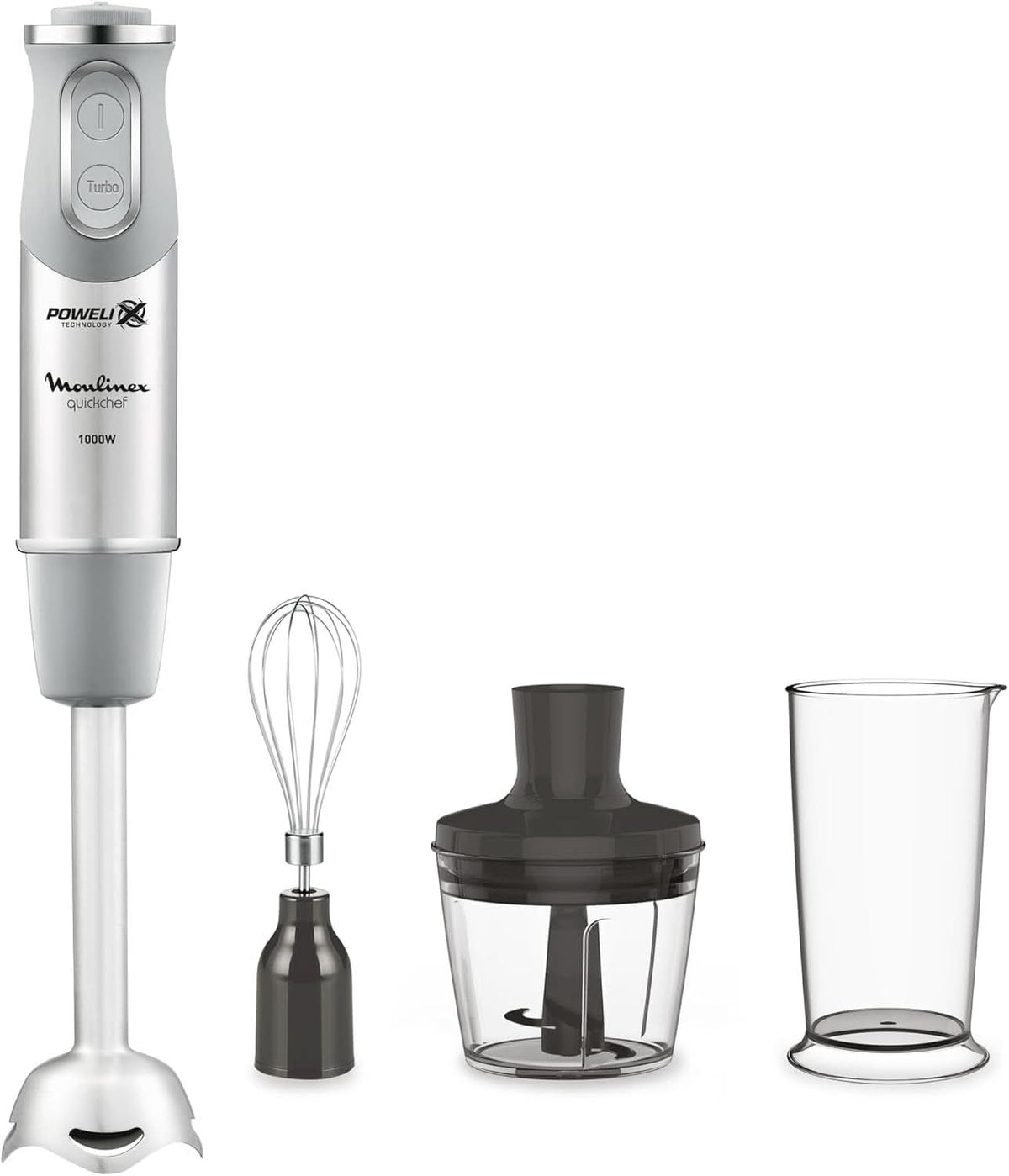 Quick Chef Quickchef – Stabmixer Mit 3 Zubehör, Edelstahl, 10 Geschwindigkeiten, 1000 W Mother and Child Naty Shop