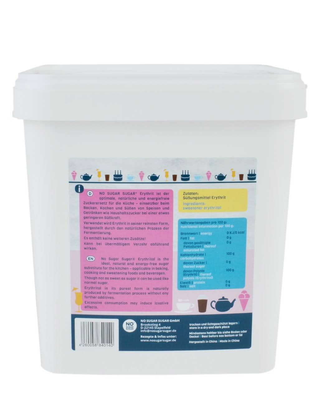 No Sugar, Eritritolo naturale senza calorie, utilizzabile come sostituto dello zucchero, 4,5 Kg Dolcificanti Naty Shop