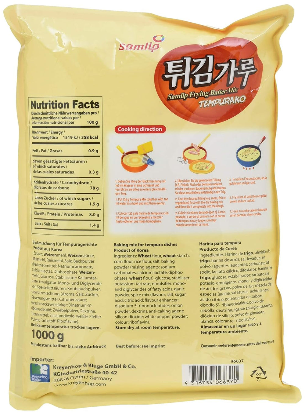 Backmischung Für Tempura Gerichte, 5Er Pack (5 X 1 Kg) Miscela per panificazione e cottura Naty Shop