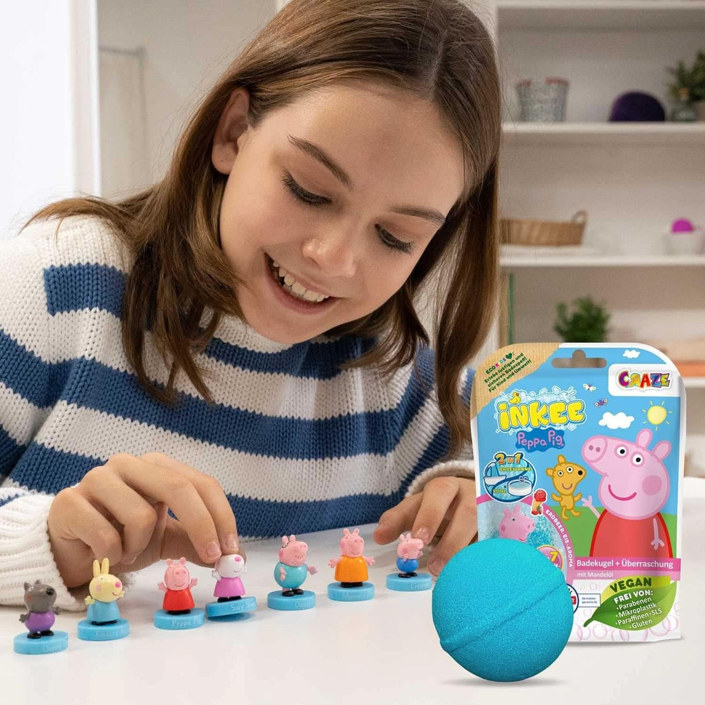 INKEE SURPRISE - Bombe de baie Peppa Pig pentru copii cu jucarie surpriza Peppa Pig pentru cada - aditiv pentru baie pentru copii Mama si Copilul Naty Shop
