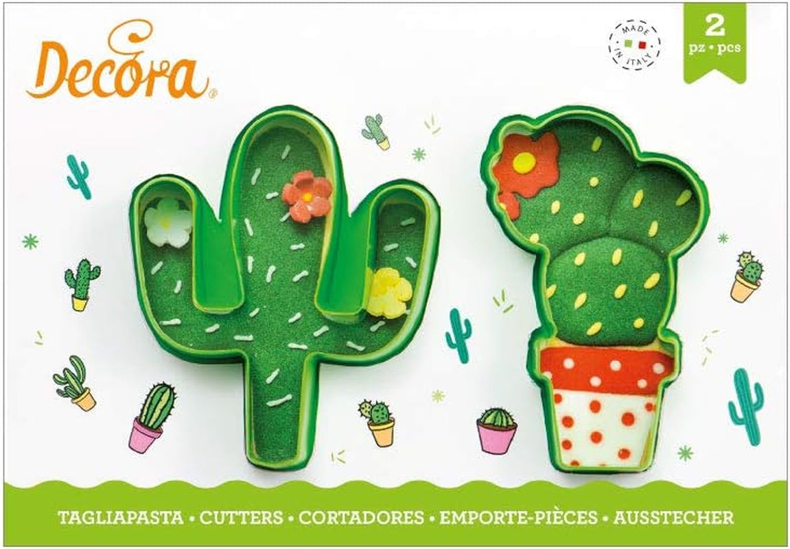 0255072 Formă de tăiat cactus din plastic, set de 2 bucăți, 9 x 2,2 cm, verde