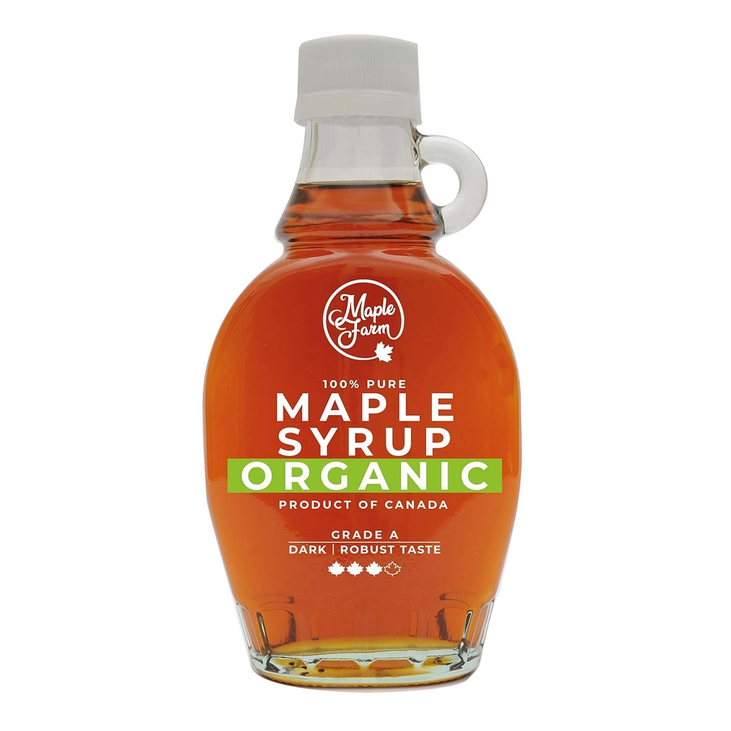 Maplefarm - Puro sciroppo d'acero scuro biologico canadese, grado A, sapore fondente e forte - 250ml Dolcificanti Naty Shop 189ml