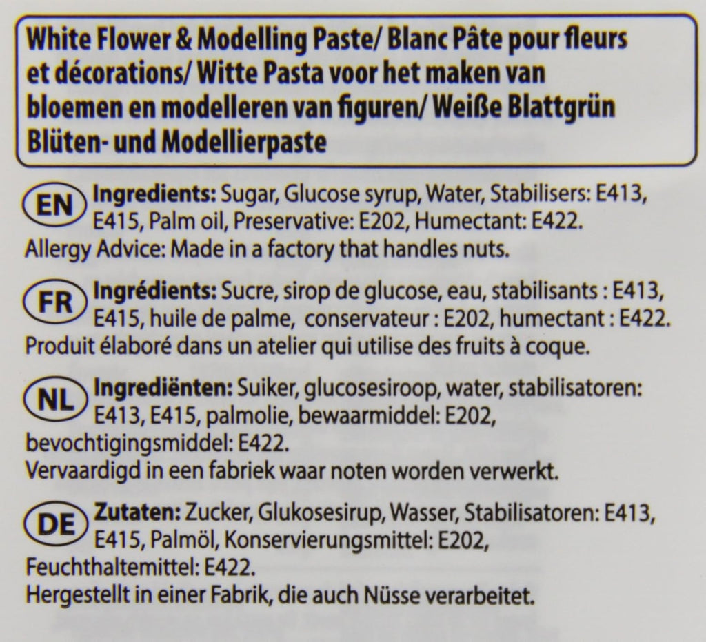 Flower & Modelling Paste White 250g - Pastă de modelare, perfectă pentru flori, flori, figuri și multe altele, pastă de zahăr comestibilă - 250 g Pasta de zahar Naty Shop