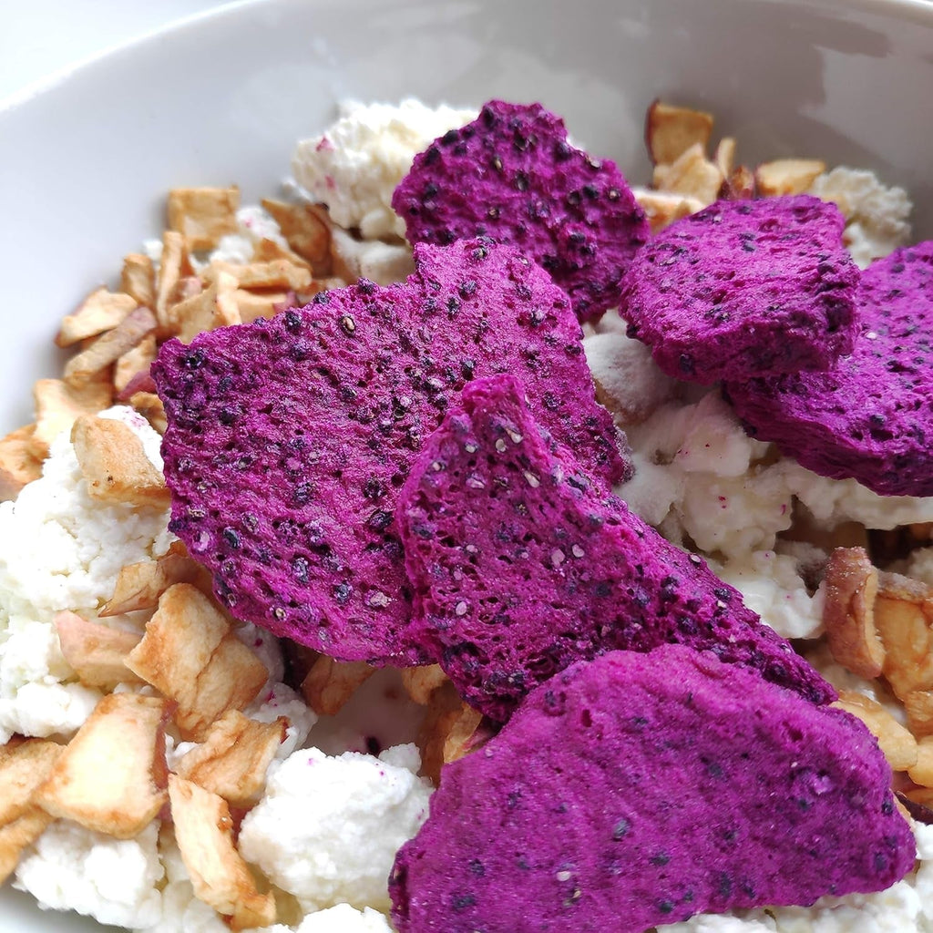 Fructe de dragon uscate liofilizate | Pitaya roz uscată natural Vegan | Potrivit pentru a face pudră de fructe de dragon Pitahaya Smoothie Bowl | Fructe de dragon uscate liofilizate | ZingyZoo (100g) Produse deshidratate Naty Shop