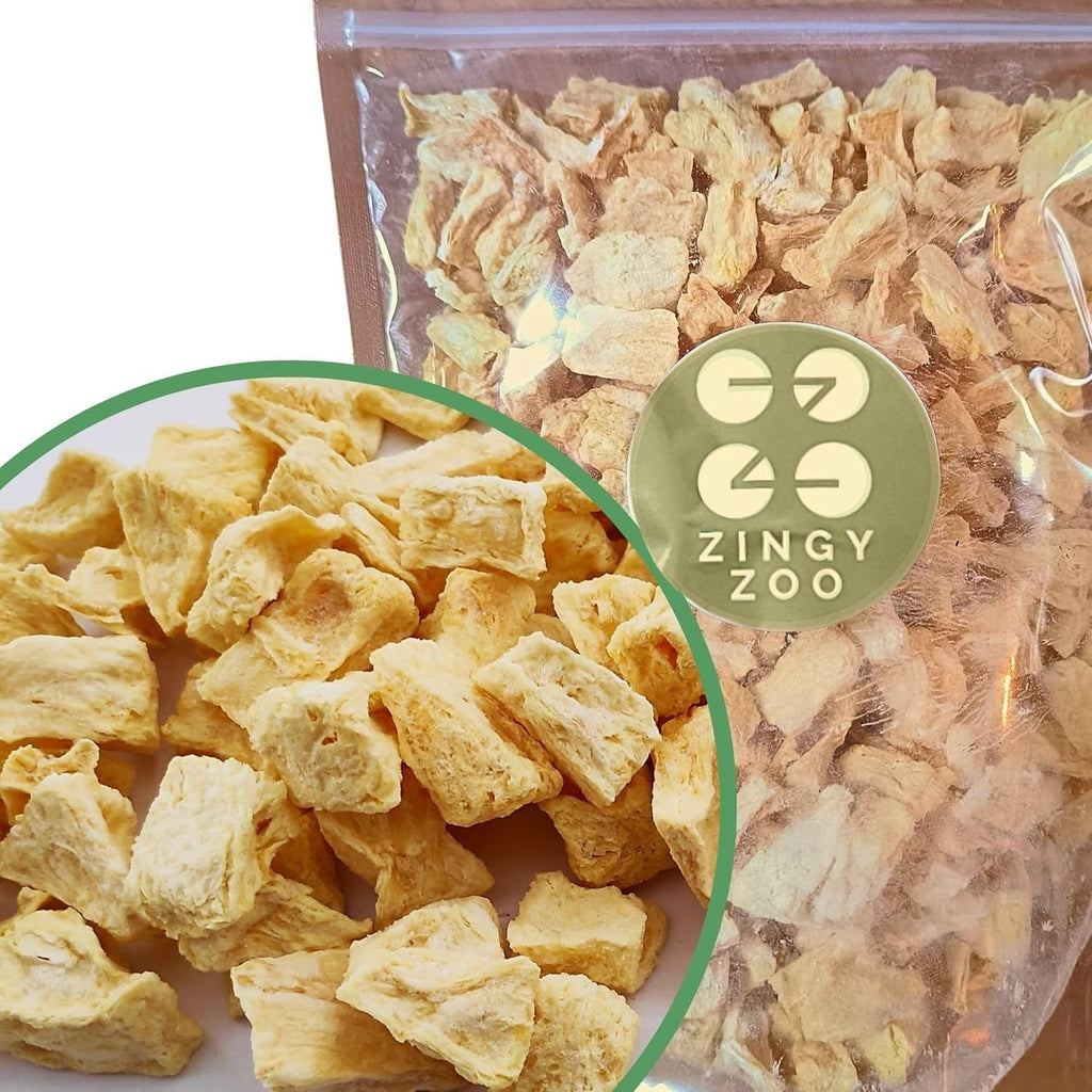 Fructe liofilizate | Ananas 100% pur Fructe liofilizate Ananas liofilizat | Fructe liofilizate fără zahăr adăugat | Ananas liofilizat crocant - aromat - delicios ZingyZoo Produse deshidratate Naty Shop 300G