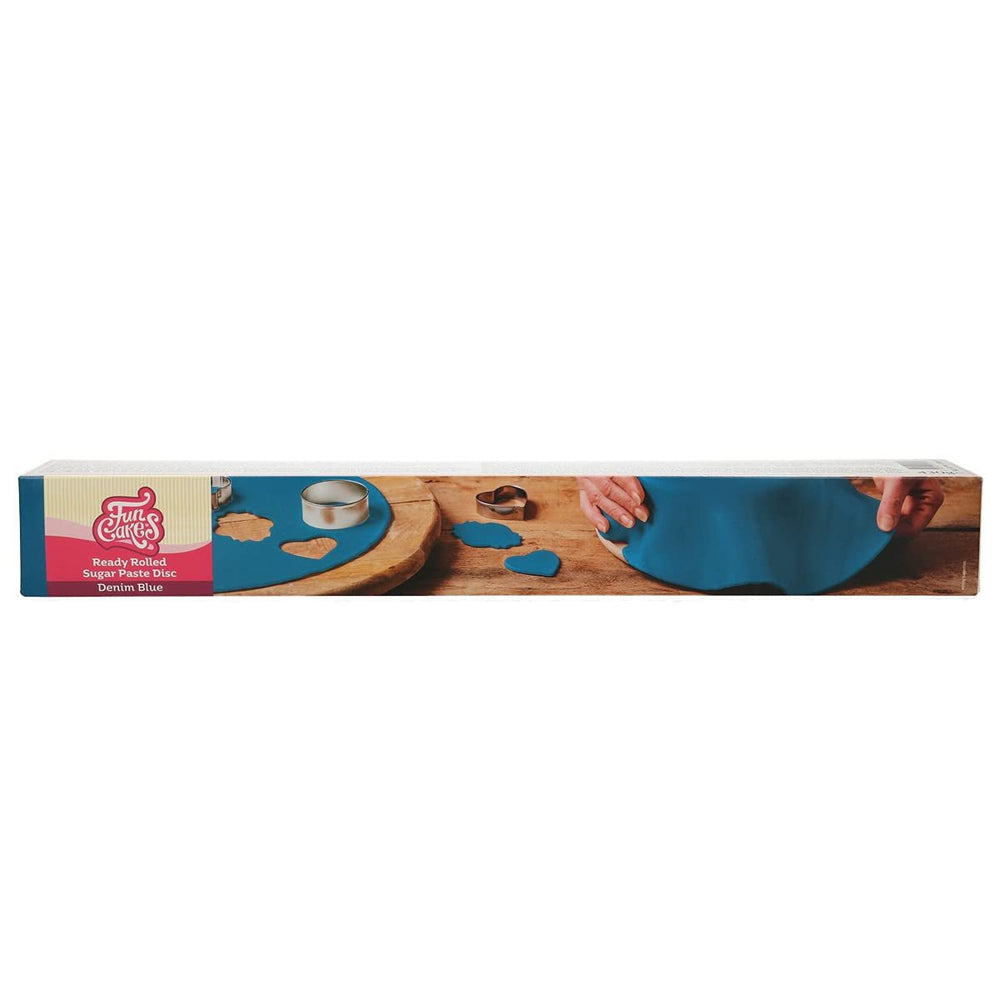 FunCakes Disc fondant rulat verdeață de primăvară: Delicioasă aromă de vanilie, deja rulată, ușor de folosit, perfectă pentru decorarea torturilor, 430 g Pasta de zahar Naty Shop Demin albastru