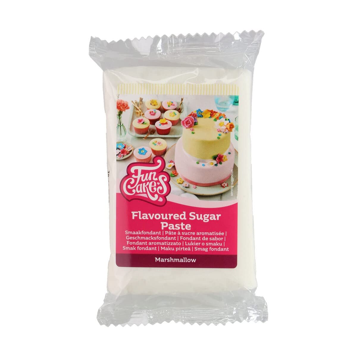 FunCakes Fondant cu aromă de lămâie: Gust delicios, textură fină, ușor de întins, fondant rulat, perfect pentru prăjituri, cupcakes și biscuiți. Halal, kosher și fără gluten. 250 g (pachet de 3) Pasta de zahar Naty Shop 250 G Marshmallow alb