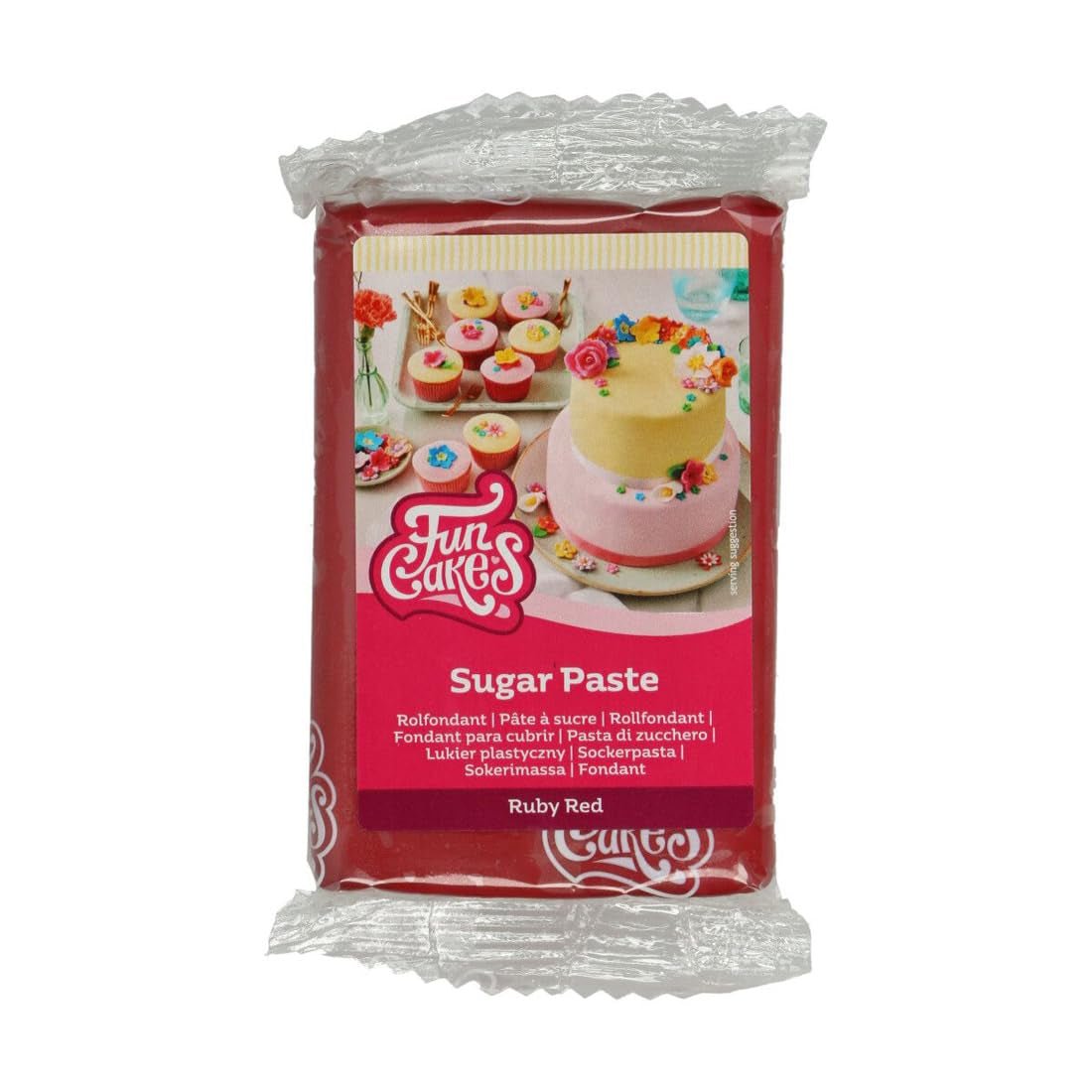 FunCakes roll fondant roșu rubiniu: ușor de utilizat, neted, flexibil, moale și pliabil, perfect pentru decorarea prăjiturilor, halal, kosher și fără gluten, 250 g Pasta de zahar Naty Shop Default Title